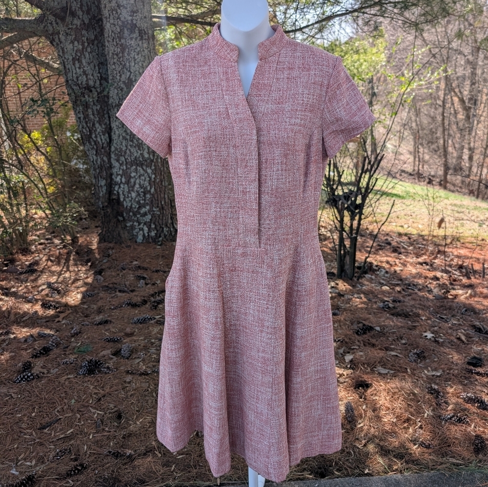 Carlisle Collection Women's Coral Pink Tweed Melilla Midi Dress Size 4